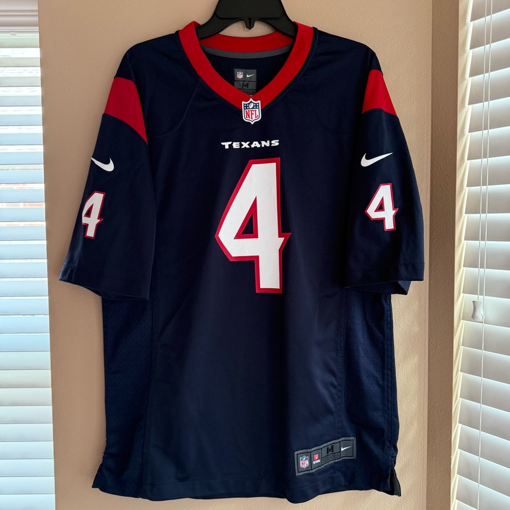 Houston Texans Navy Blue Jersey DeShaun Watson 4 Men’s Medium Football QB Nike